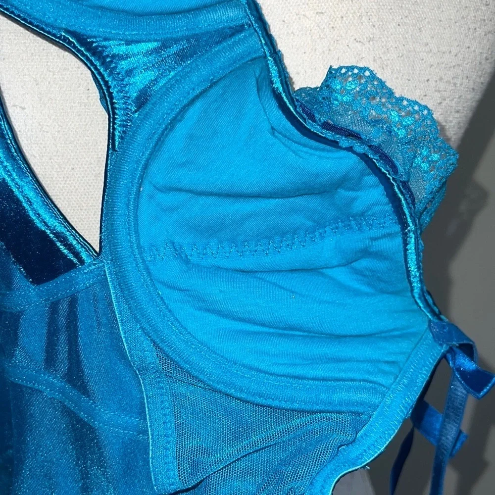 Victoria’s Secret Electric Blue Ruffle Satin Ribbon Bustier
